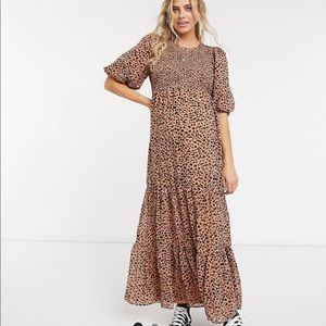 Maternity maxi dress in mono polka dot